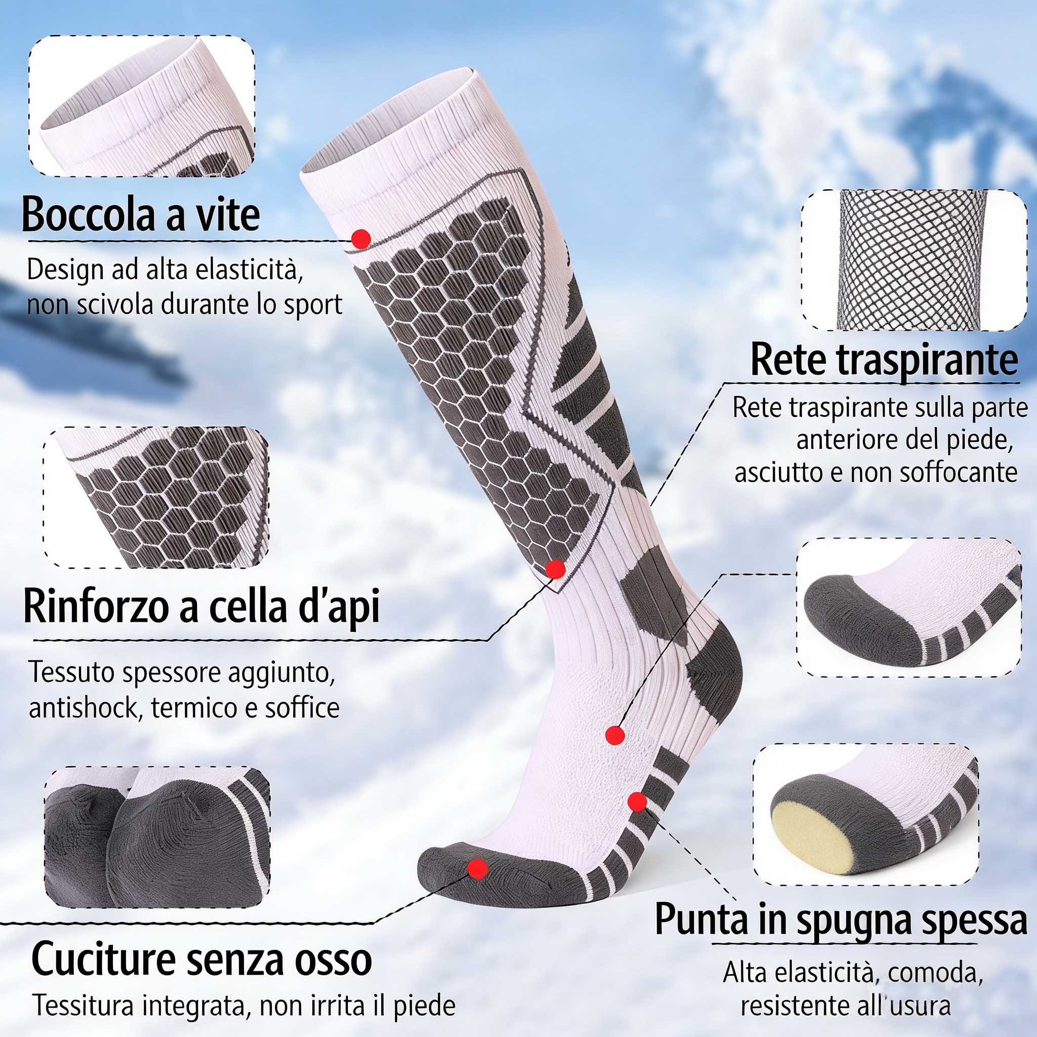 Calze da sci termiche spesse uomo donna