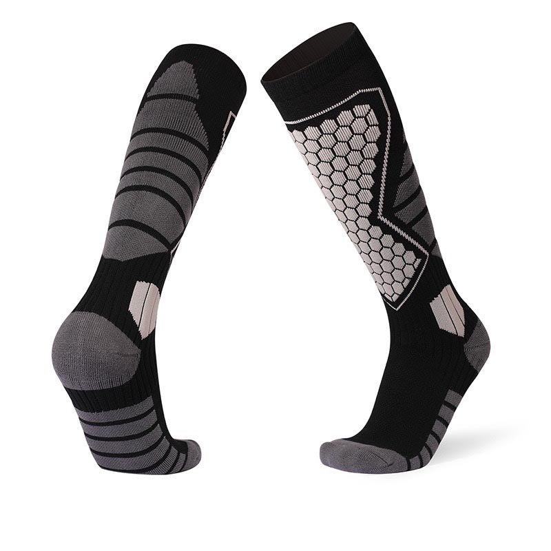 Calze da sci nere e grigie, traspiranti e resistenti all'usura per attività invernali